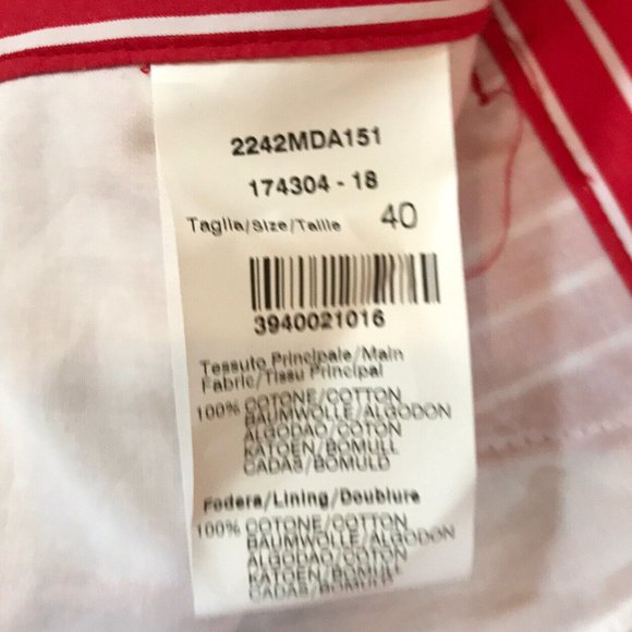 NWT $695 MSGM Size 40 US 6 Red White Ruffled Striped Cotton Poplin Jumpsuit - Picture 8 of 8